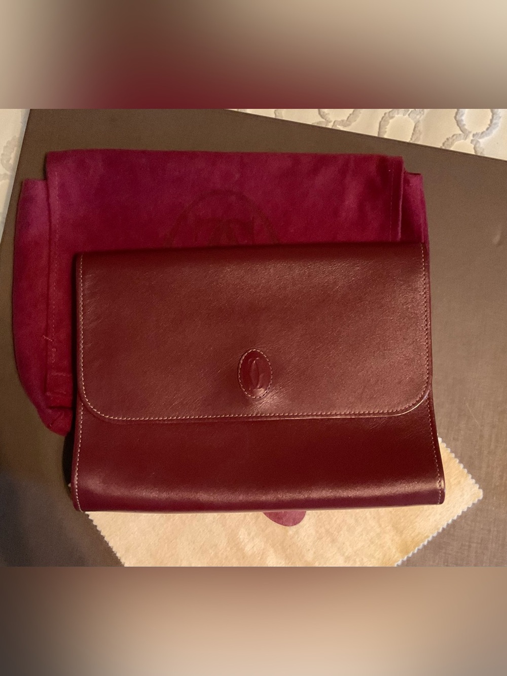 Cartier Burgundy Leather Clutch